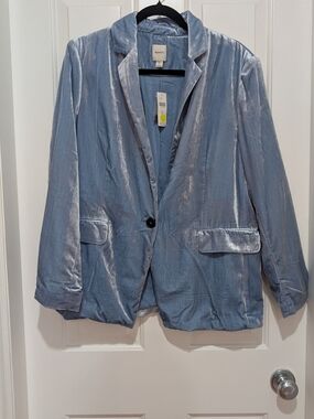 Maeve By Anthropologie Velvet Light Blue Blazer Jacket